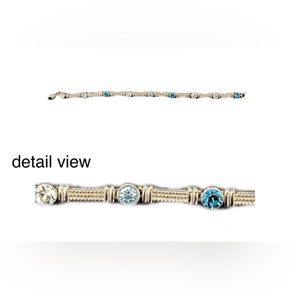 Silver Metal and Blue Rhinestone Bracelet
